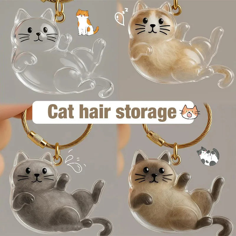 Cat Hair Memorial Storage Keychain