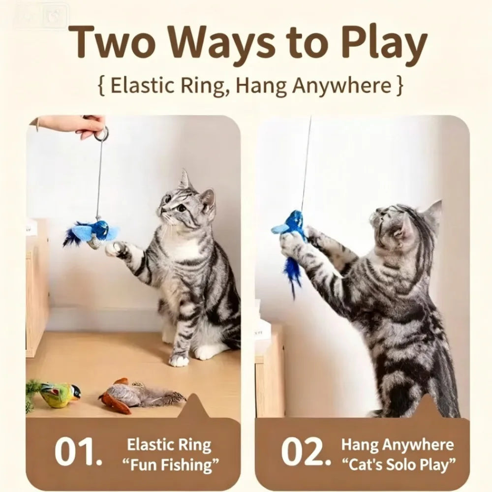 Cat Toy Simulation Chirping Bird Sound Wand.