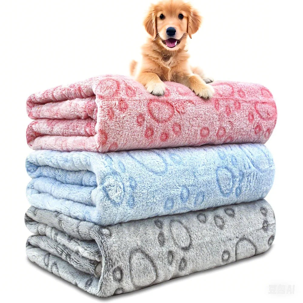 Ultra-Soft Paw Print Dog Blankets
