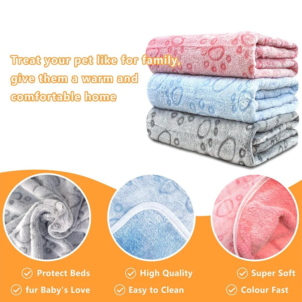 Ultra-Soft Paw Print Dog Blankets